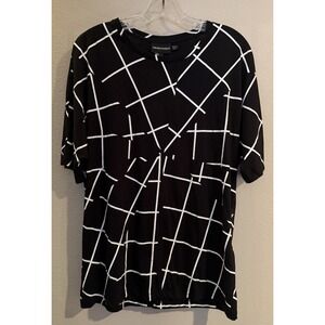 Emporio Armani Black/White Geometric LG Cotton Top Dolman Sleeve Logo